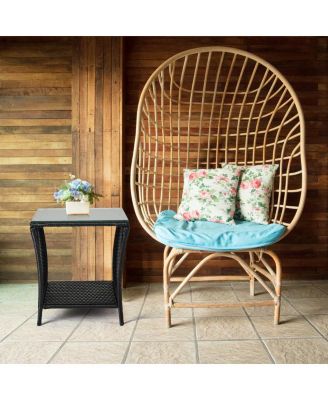 Outdoor Patio Wicker Side Table Stylish and Durable Table for Garden, Deck, or Patio Use
