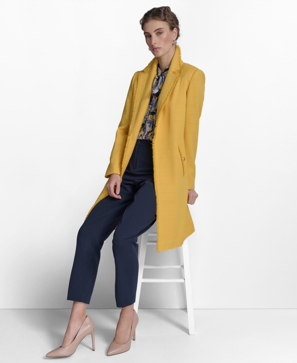 Tommy Hilfiger Women's Fringe-trimmed Open-front Topper Jacket In Deep Maize