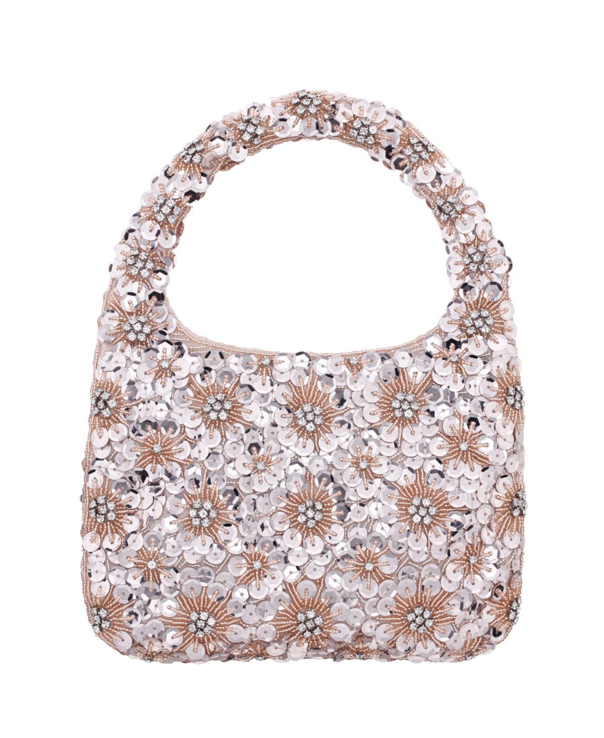 Shop Nina Floral Patterned Sequin Hobo Bag In Platino
