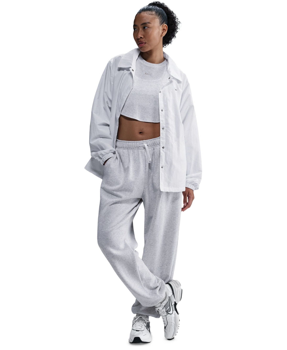 Nike Women's Sportswear Club Fleece Mid-rise Oversized Sweatpants In B Hthr,bla