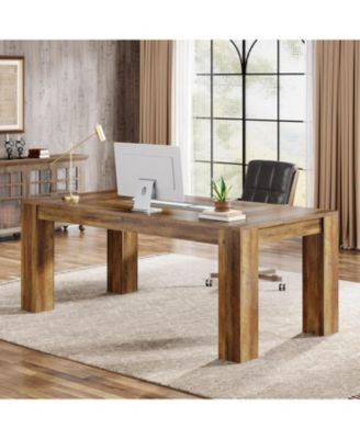 63-Inch Executive Desk, Large Office Computer Desk, Simple Workstation Writing Table Study Table for Home Office, Rustic Brown