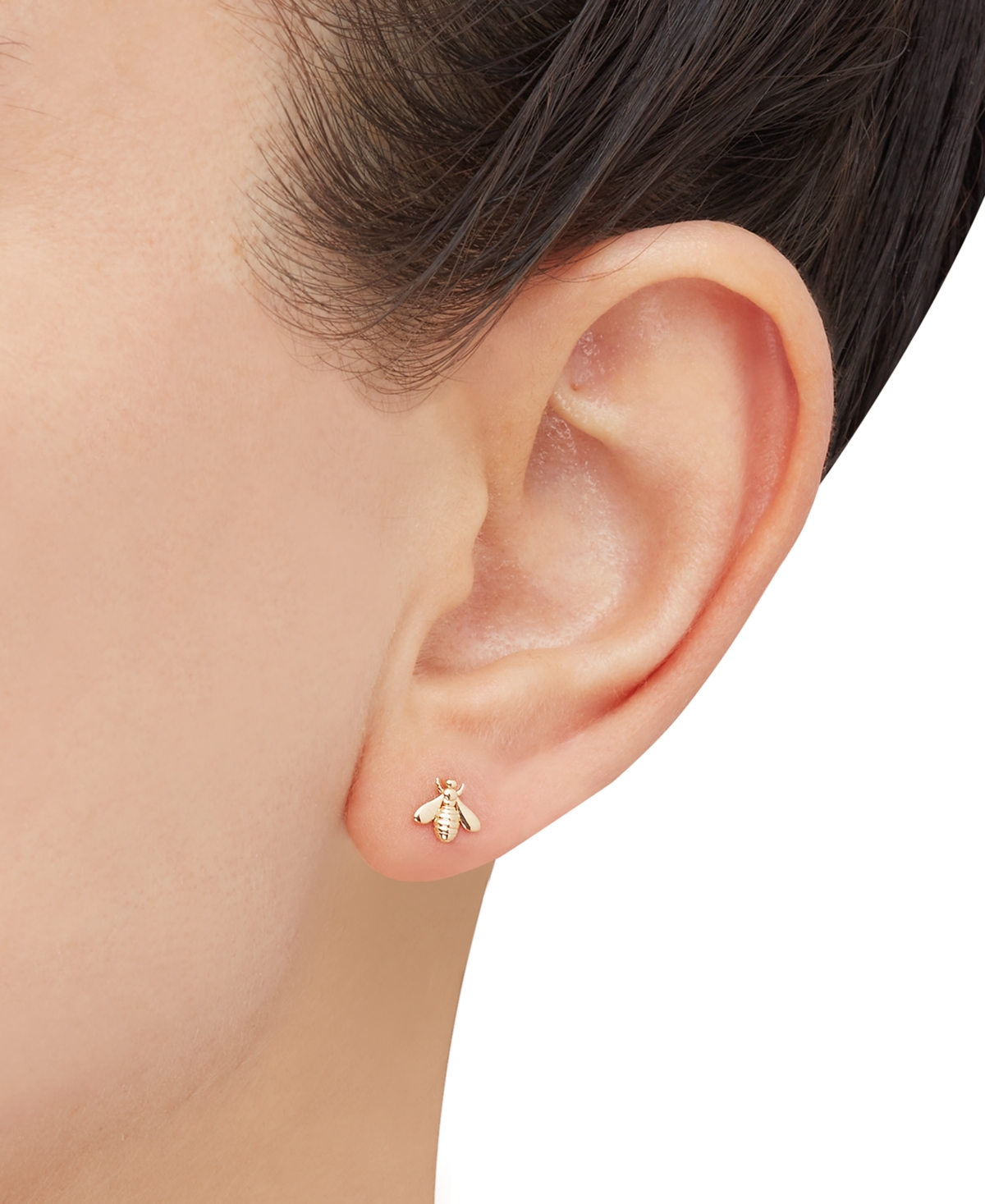 Macy's Polished Bumblebee Tiny Stud Earrings In 14k Gold In Gold