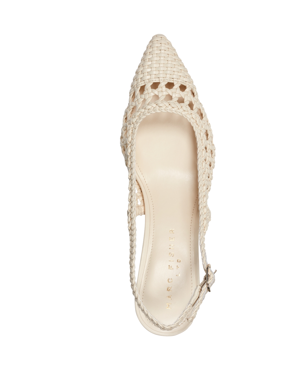 Marc Fisher Ltd Zunnie Woven Leather Slingback Pumps In Cream