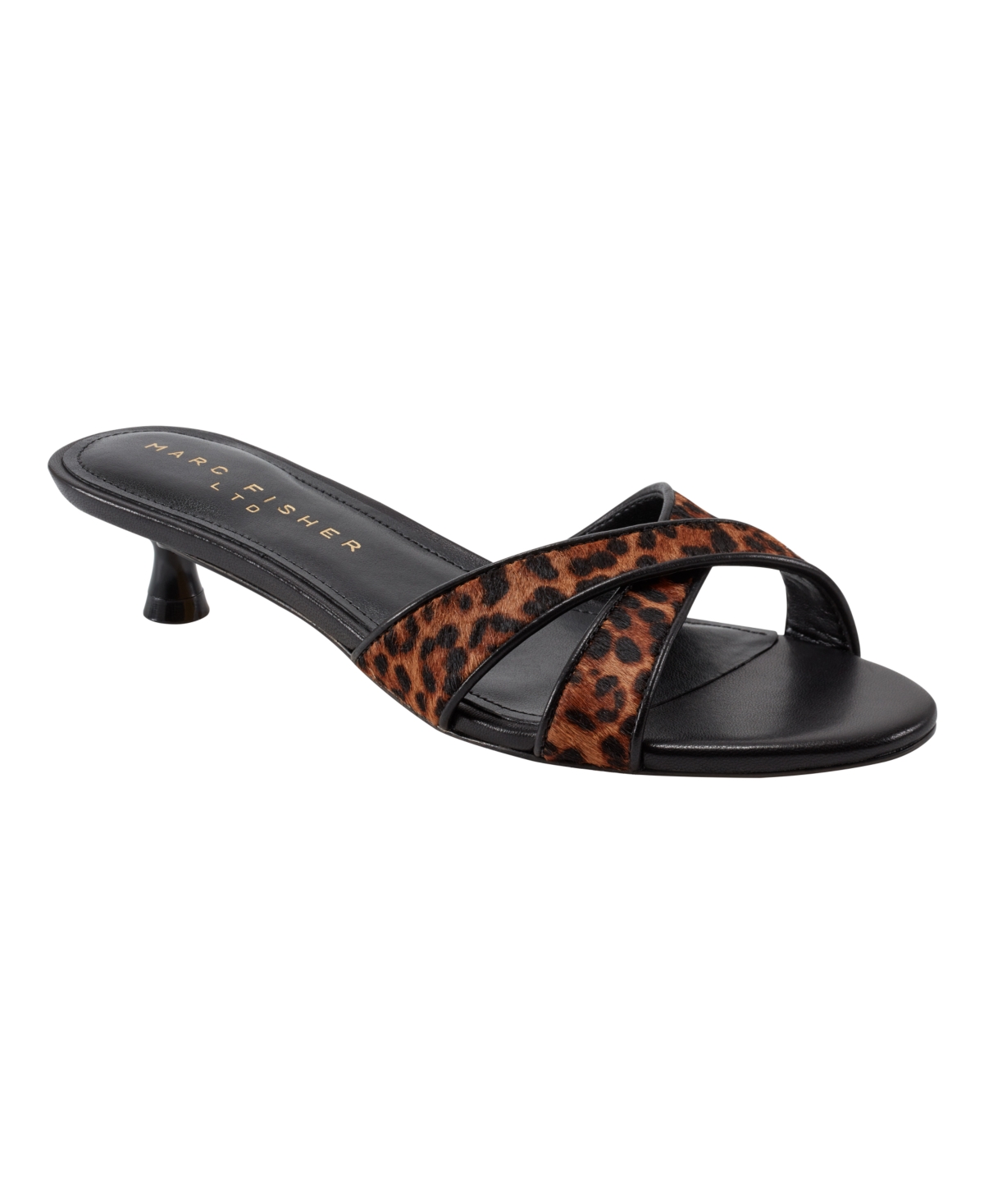 Marc Fisher Ltd Tracey Genuine Calf Hair Kitten Heel Slide Sandal In Brown
