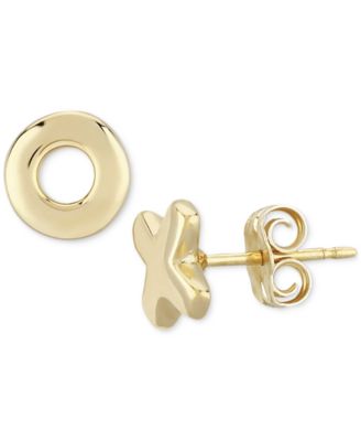 X & O Stud Earrings Set in 14k Yellow Gold (8mm)