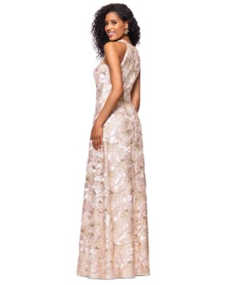 Women's Sequined Soutache Halter Gown