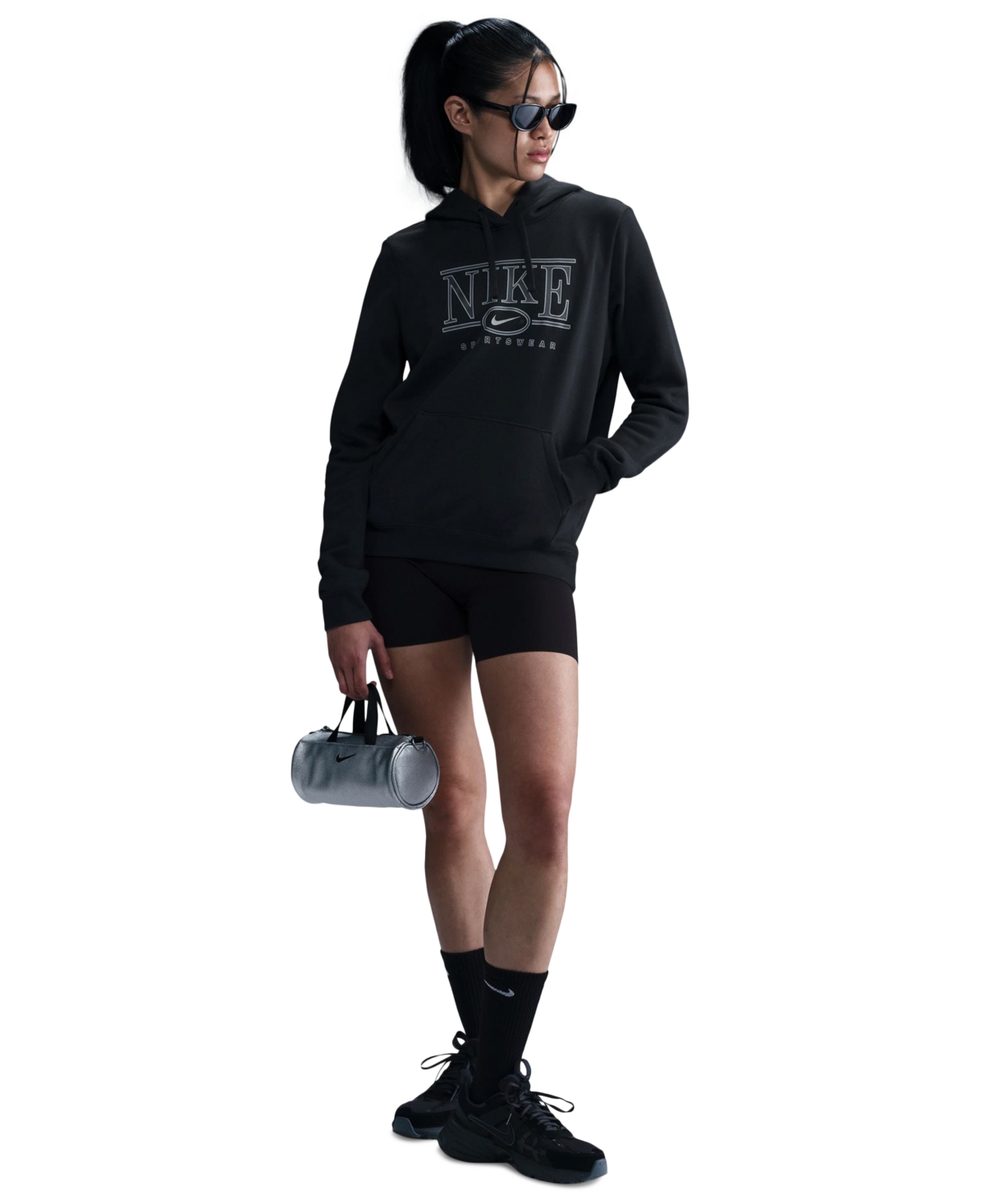Nike Sportswear Women's Club Fleece Graphic Hoodie In Black