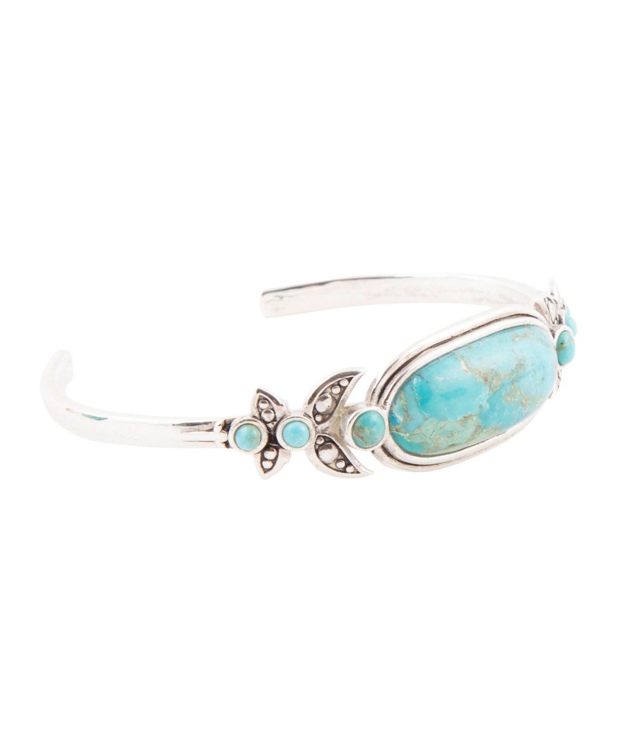 Barse Emile Blue Turquoise Sterling Silver Oval Cuff Bracelet In Genuine Turquoise