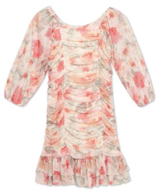 Big Girls Peony Mesh Bodycon Dress