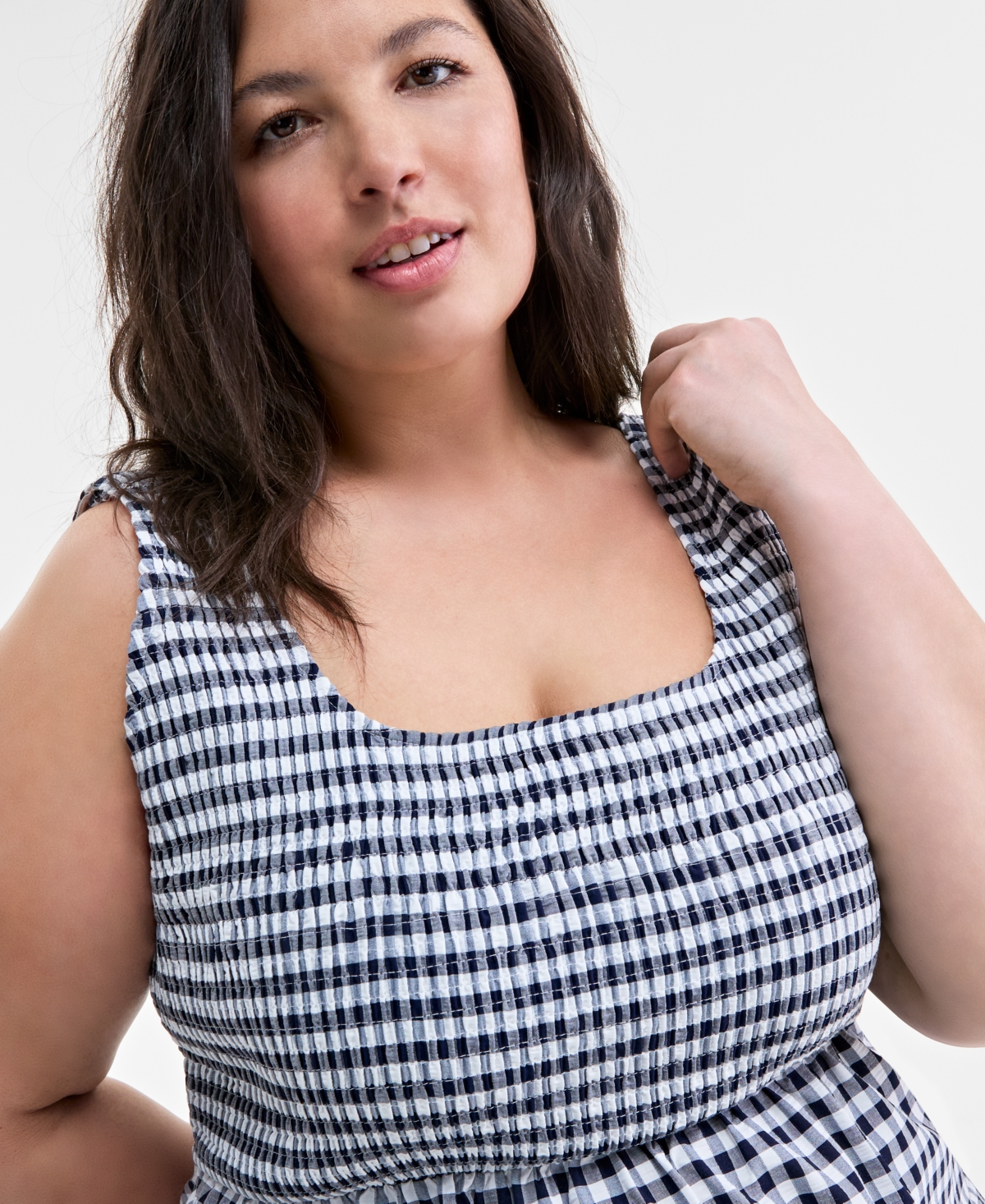 ON 34TH TRENDY PLUS SIZE MOMMY & ME GINGHAM SEERSUCKER MIDI DRESS, EXCLUSIVELY AT MACY'S 