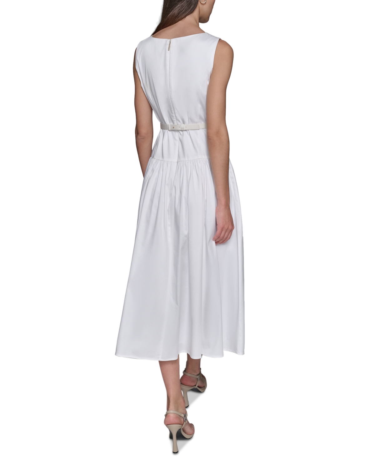 Karl Lagerfeld Belted Midi Dress In Natural
