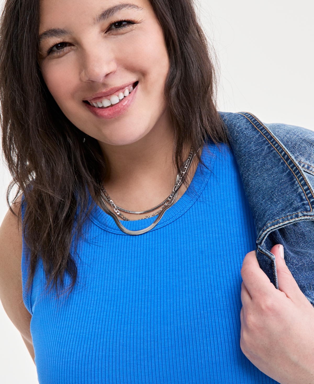On 34th Trendy Plus Size Rib-knit Midi Tank Dress, Created For Macy's In Beach Blue