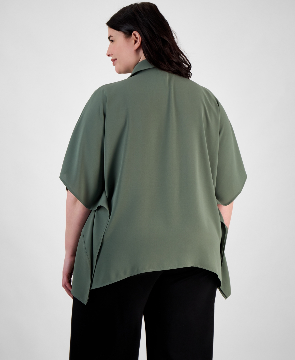 ANNE KLEIN PLUS SIZE DOLMAN-SLEEVE VENTED-HEM BLOUSE 