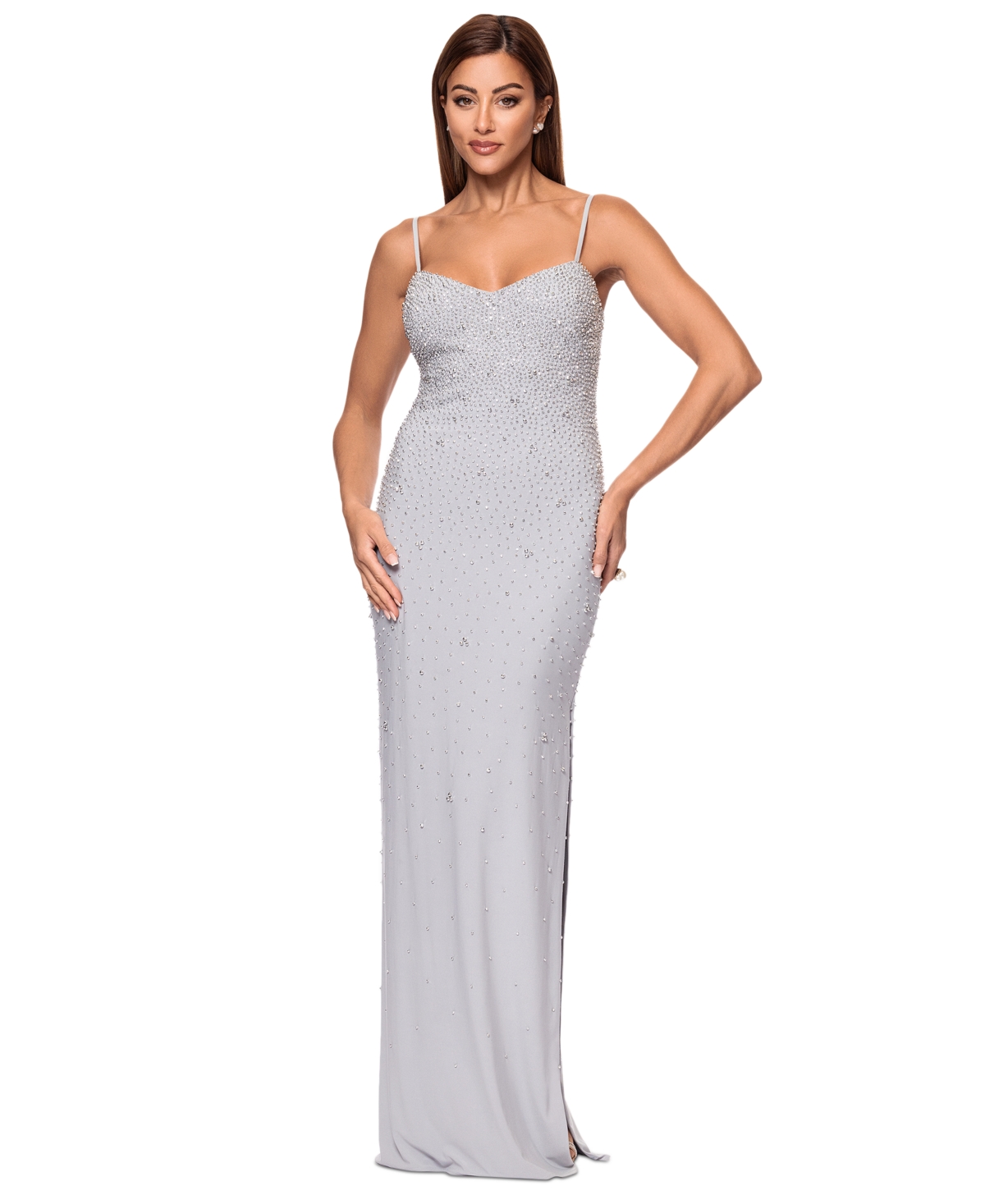Women's Beaded Gown - Silver