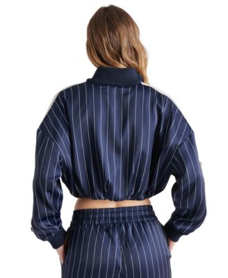 Steve Madden Women's Beckham Cropped Striped Zipper Jacket - Macy's