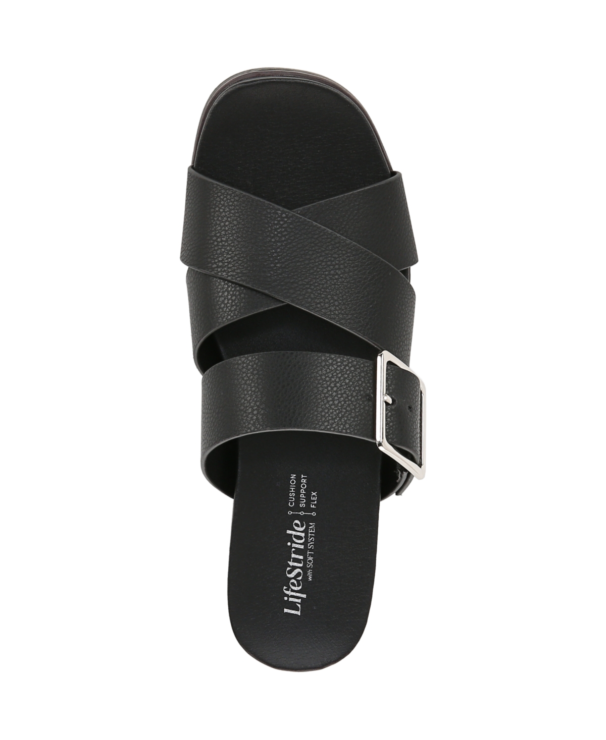 Shop Lifestride Women's Getaway Open Square Toe Platform Slide Sandals In Black Faux Leather