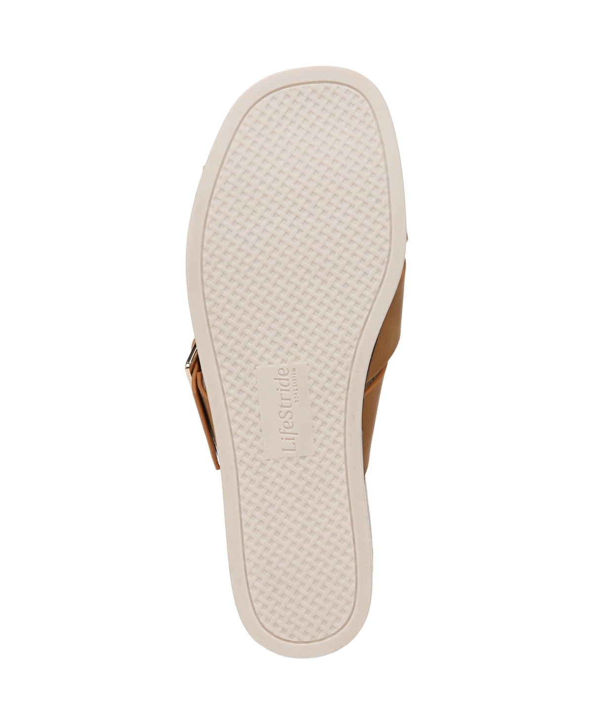 Shop Lifestride Women's Getaway Open Square Toe Platform Slide Sandals In Tan Faux Leather