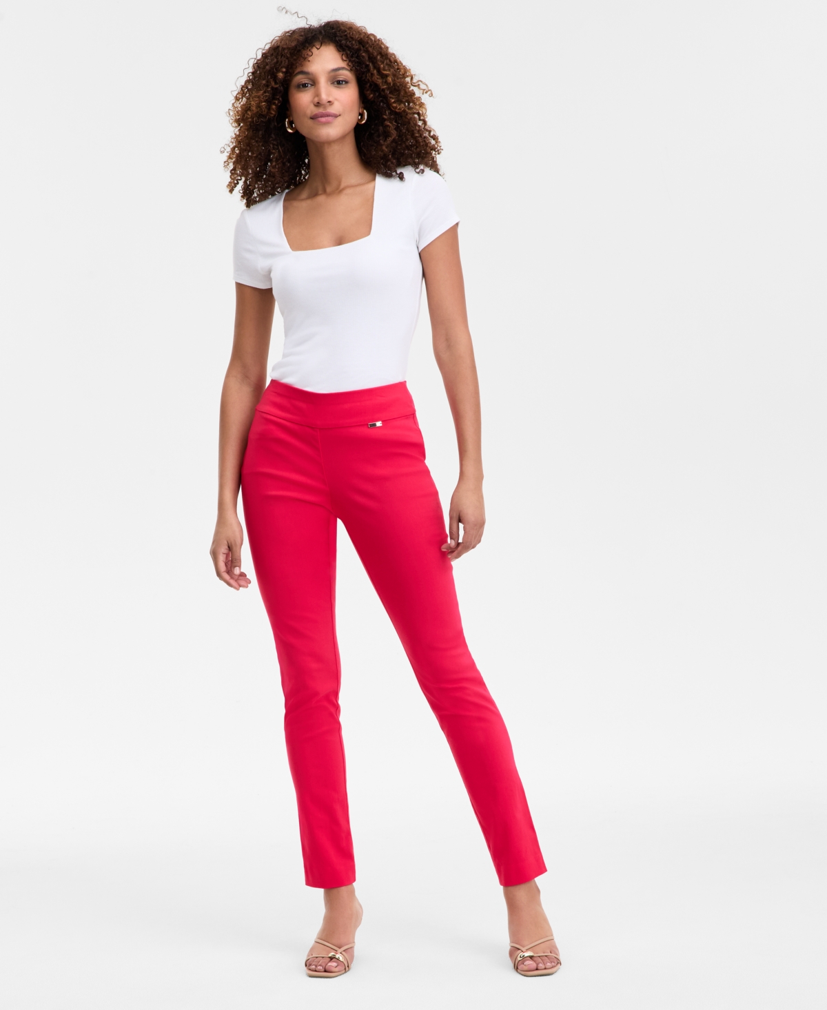 Women's Mid-Rise Skinny Pants, Regular, Long & Short Lengths, Created for Macy's - Pink Shade