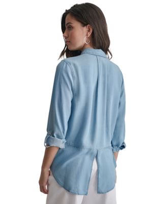 Women's Roll-Tab-Sleeve Button-Front Shirt