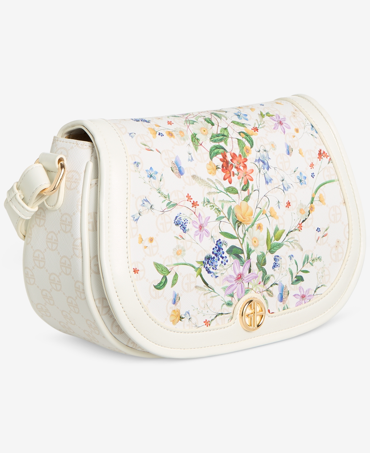 Giani Bernini Floral Small Saddle Crossbody, Exclusively At Macy's In White