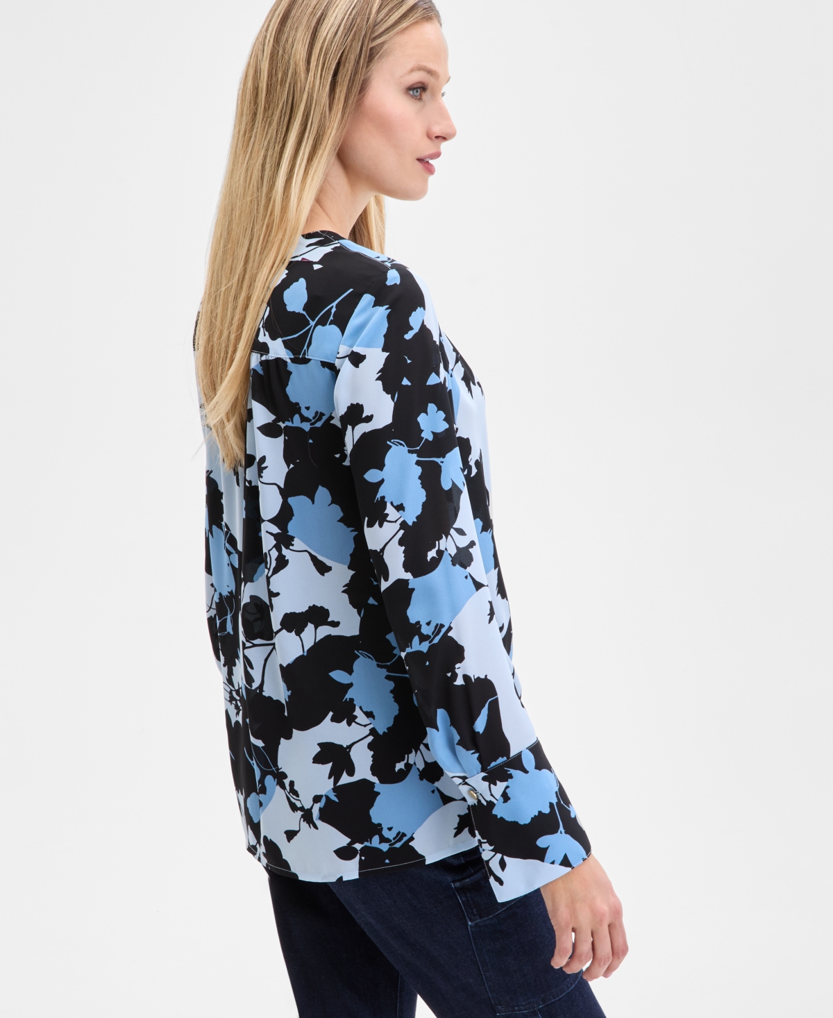Inc International Concepts Women's V-neck Long-sleeve Top, Exclusively At Macy's In Nila Bouqu