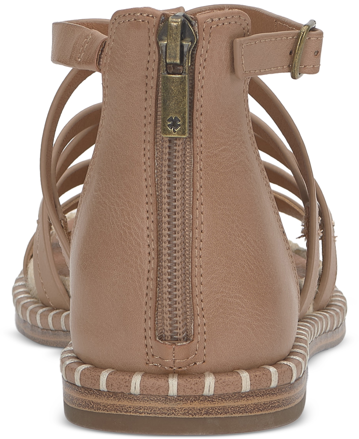 Shop Lucky Brand Women's Korina Embellished Strappy Gladiator Flat Sandals In Rhodonite,brown Burnished Leather