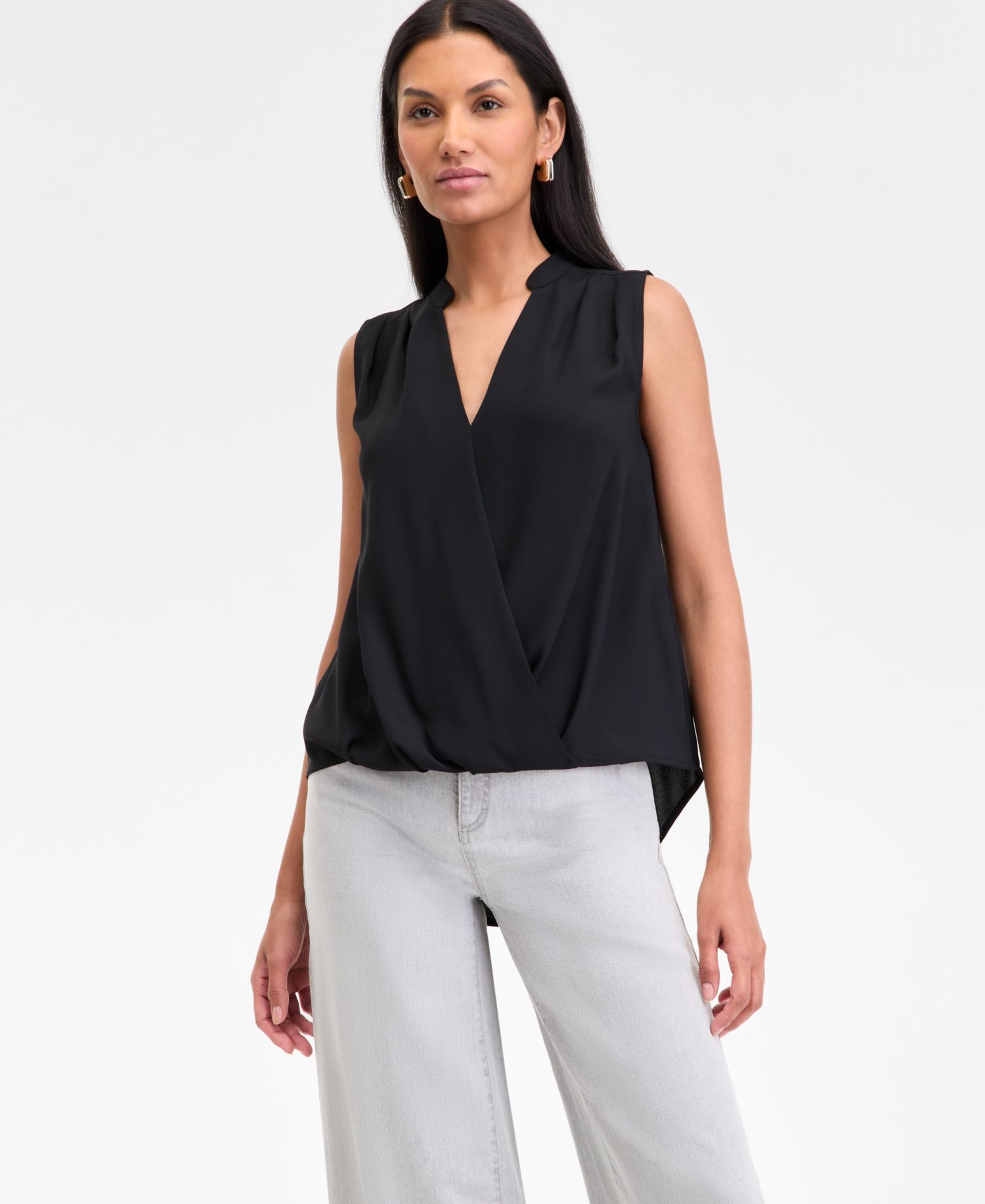 Women's Sleeveless Faux Wrap Blouse