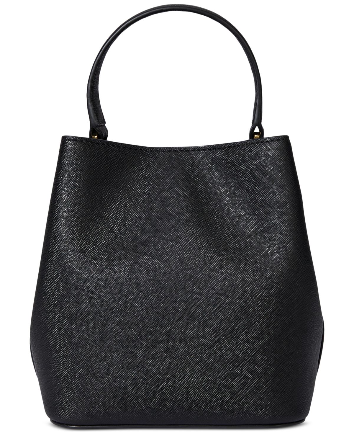 Ralph Lauren Crosshatch Leather Mini Reese Bucket Bag In Black