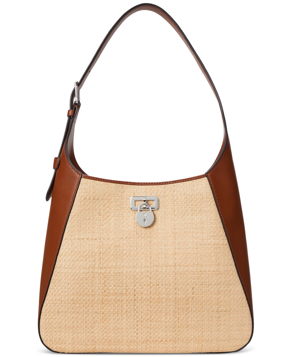 Ralph Lauren Raffia Large Tanner Shoulder Bag In Natural,lauren Tan