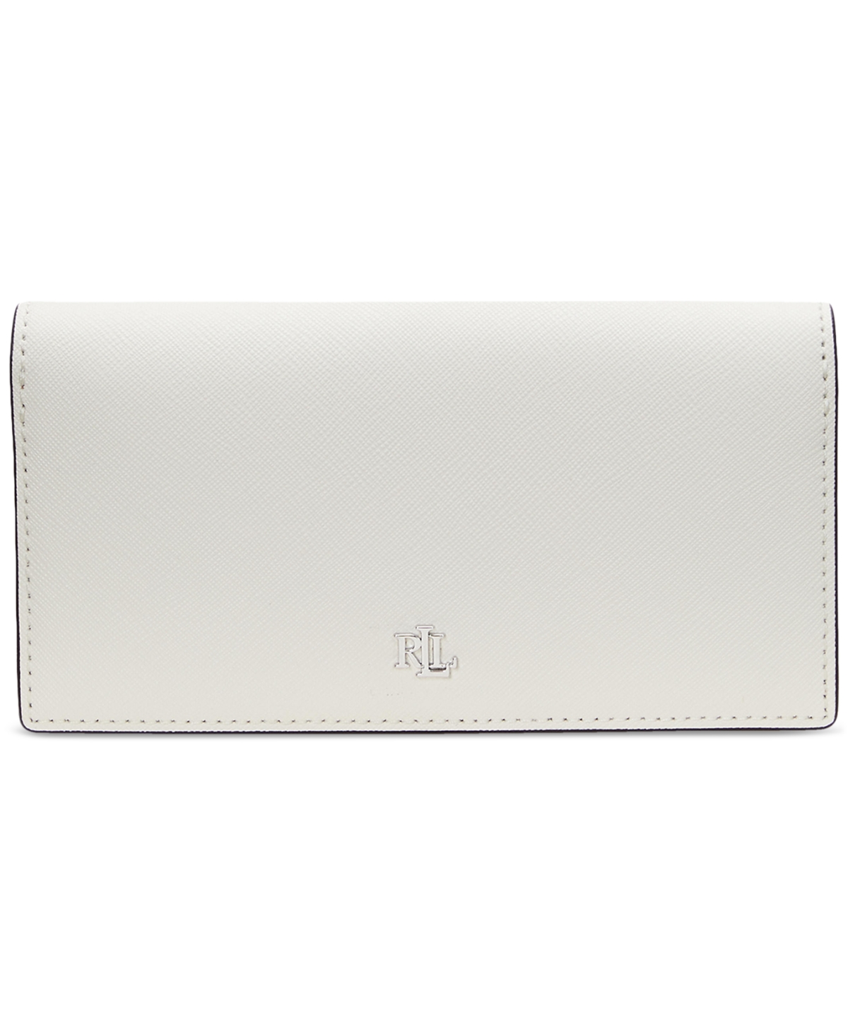 Ralph Lauren Crosshatch Leather Slim Wallet In Soft White