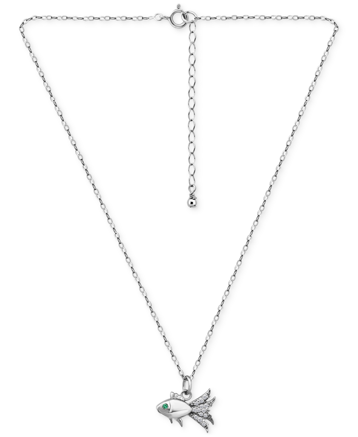 GIANI BERNINI LAB-CREATED GREEN QUARTZ & CUBIC ZIRCONIA FISH PENDANT NECKLACE IN 18K GOLD OVER STERLING SILVER, 16 