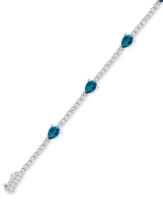 Swiss Blue Topaz (3-1/2 ct. t.w.) & Diamond (1-1/5 ct. t.w.) Tennis Bracelet 14k White Gold (Also in London Blue Topaz & Aquamarine)