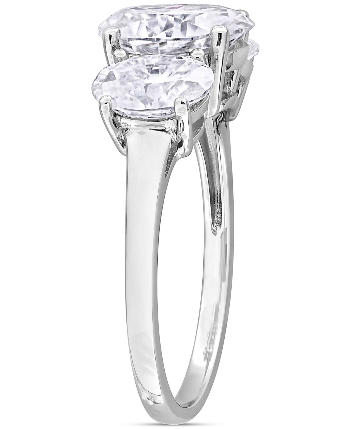 Macy's Moissanite Three Stone Ring (4 Ct. T.w.) In Sterling Silver In Moissanite