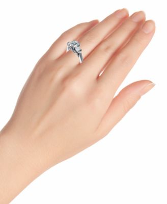 Cubic Zirconia Three Bridal Stone Ring in Sterling Silver, Exclusively at Macy's
