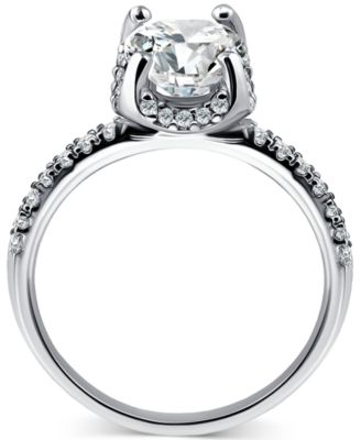 Cubic Zirconia Oval Halo Ring in 18k Gold-Plated Sterling Silver