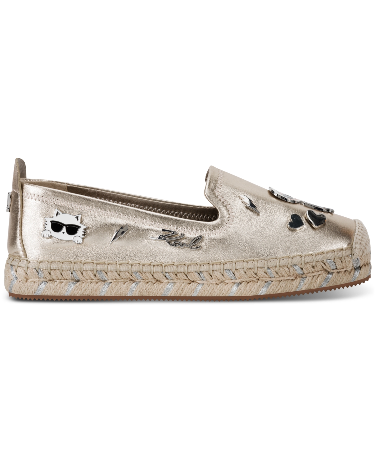 Shop Karl Lagerfeld Women's Michaela Embellished Slip-on Espadrille Flats In White Gold