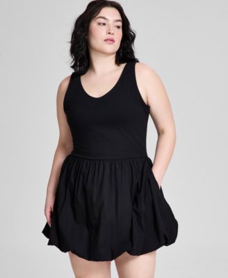 Trendy Plus Size Cotton Bubble Mini Dress, Exclusively at Macy's