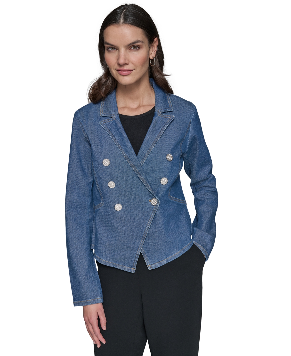 Women's Double-Breasted Denim Jacket - Coastal Blue