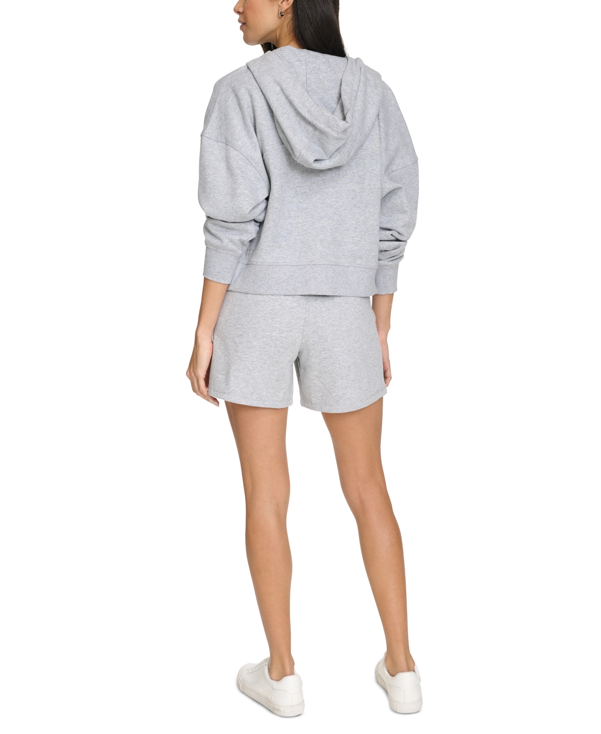 Calvin Klein Women's Fleece Smocked Waistband Midi Shorts In Gray