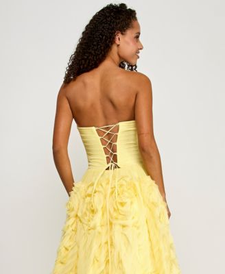 Juniors' Ruffled Rosette Strapless Ball Gown, Created for Macy's