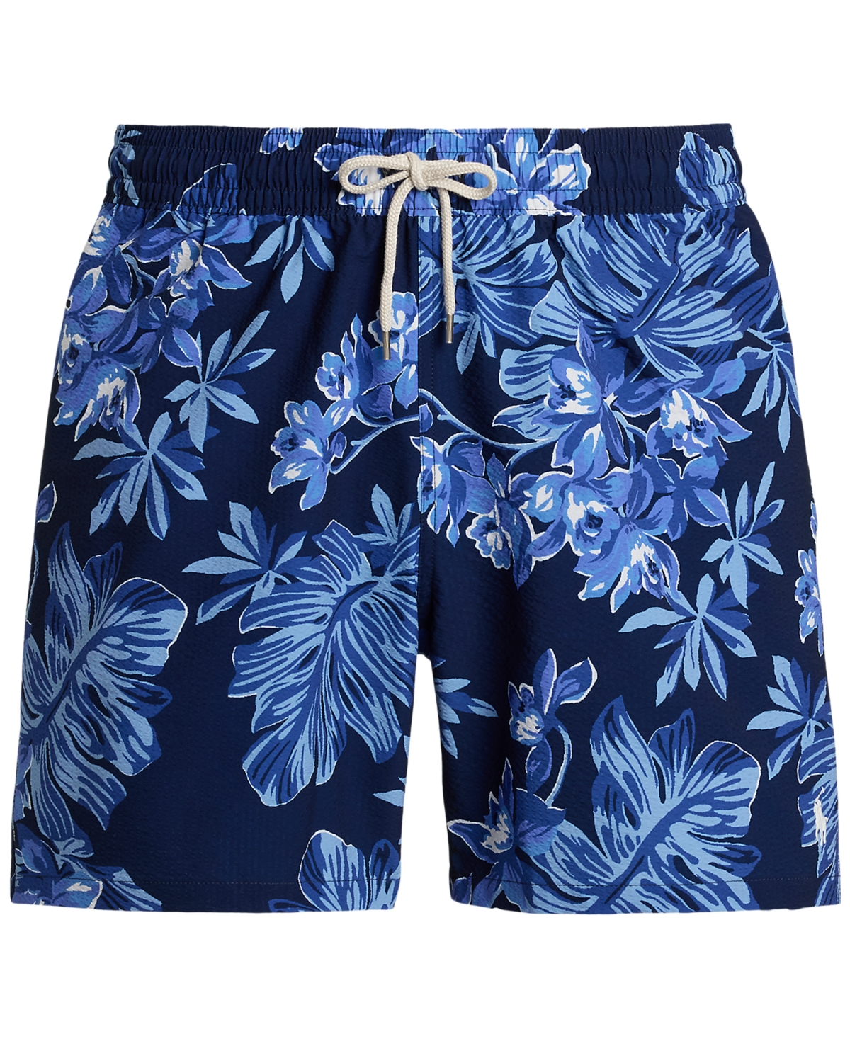 Polo Ralph Lauren Traveler Straight-leg Mid-length Floral-print Seersucker Swim Shorts In Blue Tropical 2020