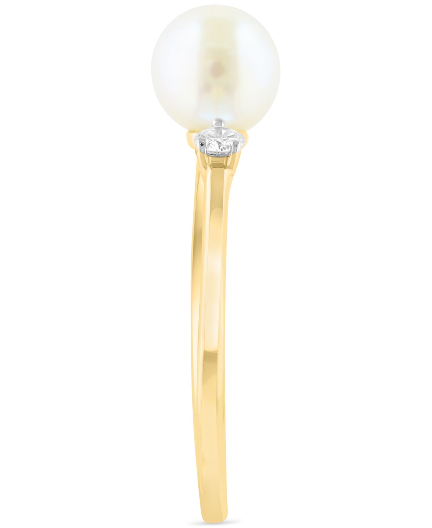 EFFY® Cultured Freshwater Pearl (6mm) & Diamond (1/20 ct. t.w.) Cuff Ring in 14k Gold