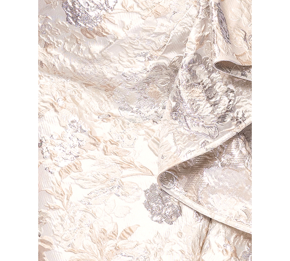 Xscape Evenings Metallic Floral Jacquard One-shoulder Sheath Gown In Champagne