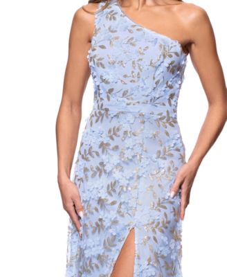 Women's Embellished One-Shoulder Side-Slit Gown