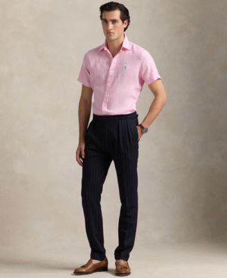 Men's Short-Sleeve Linen Button-Up