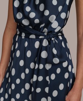 Donna Karan New York Women's Polka Dot High-Neck Dress - Macy's