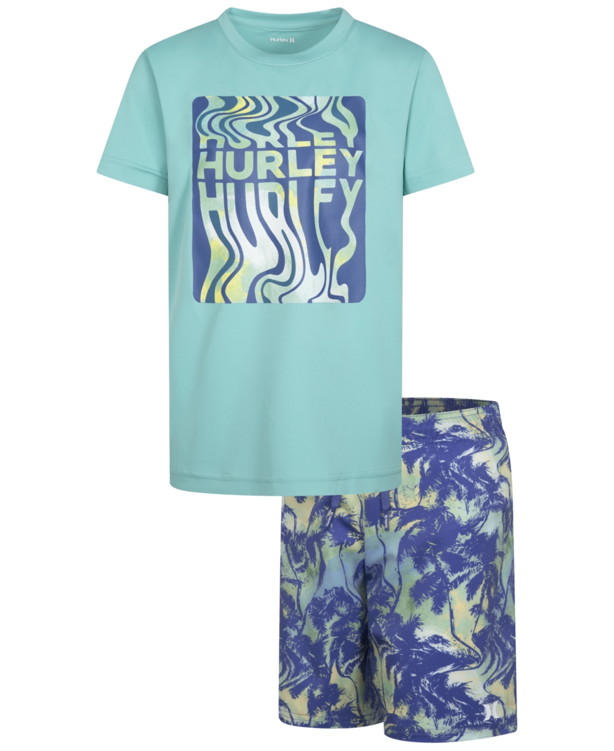 Hurley Toddler Boys Palm Beach T-shirt & Swim Shorts, 2 Piece Set In Shoreline