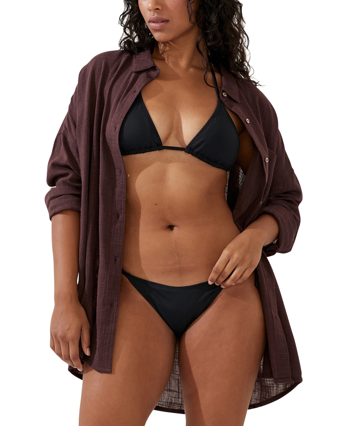 Cotton On Women's Swing Beach Cover Up Shirt In Willow Brown