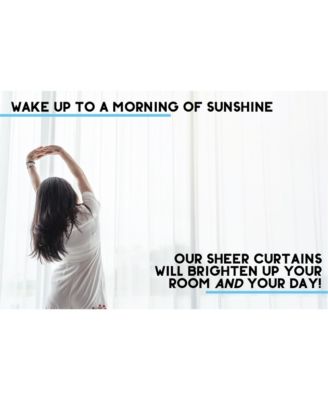 2 Piece Semi Sheer Voile Light Filtering Window Curtain Grommet Panels for Bedroom & Living Room (70 W x 95 L Inch Long Per Panel, White)