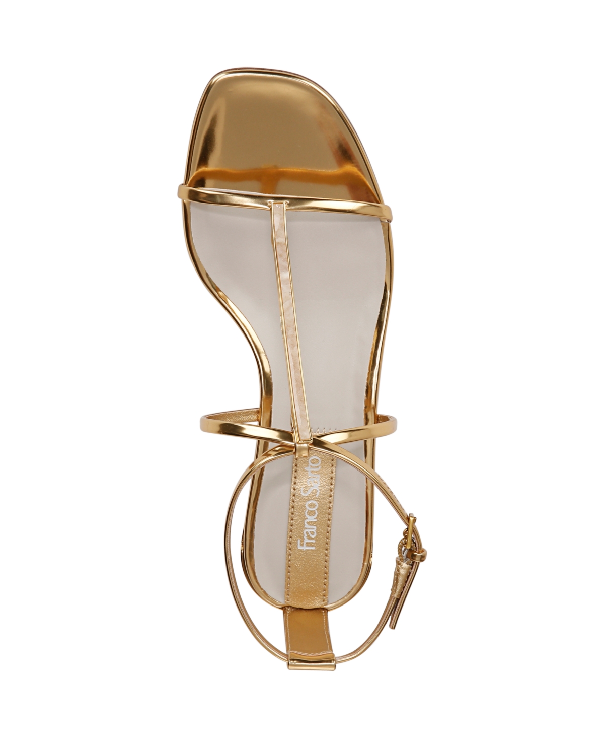 Franco Sarto Women's Misty Open Square Toe Strappy Sandals In Gold Faux Leather